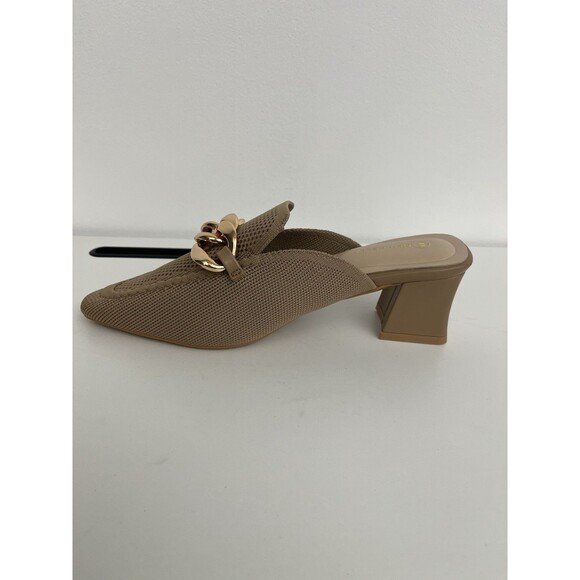 Newbella Women’s Knit Pointed Toe Chunky Heel Mules Comfortable Size 8 apricot - Picture 3 of 13